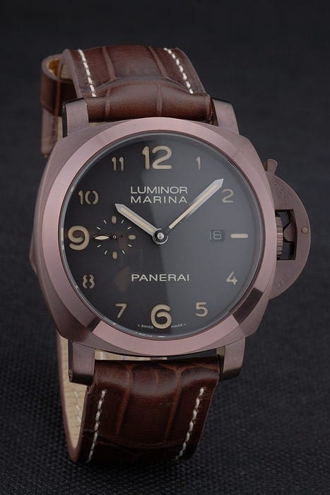 Panerai Luminor Brown Leather Strap Black Dial 80161