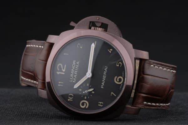 Panerai Luminor Brown Leather Strap Black Dial 80161