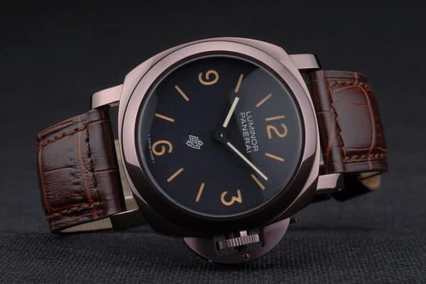 Panerai Luminor Brown Leather Strap Black Dial 80164