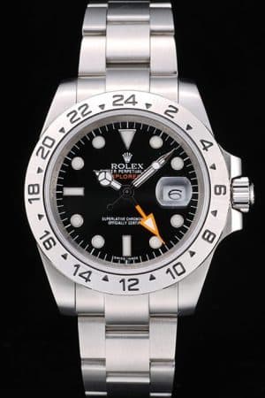 Swiss Rolex Explorer Stainless Steel Bezel Black Dial Tachymeter