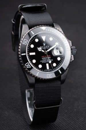Swiss Rolex Submariner Pro-Hunter Black Fabric Strap Black Dial