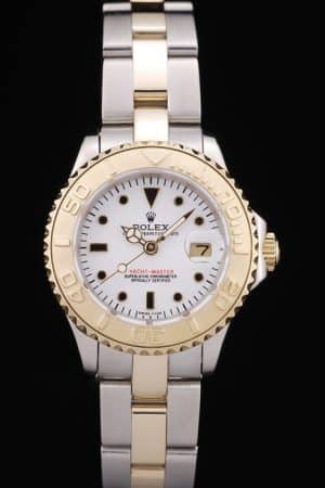 Rolex Yacht Master Gold White Dial Tachymeter