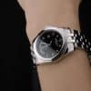 Swiss Tudor Classic Stainless Steel Bracelet Silver Black Dial 80300