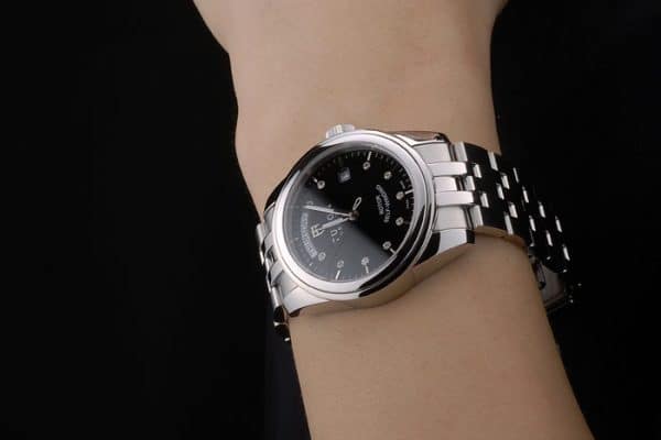 Swiss Tudor Classic Stainless Steel Bracelet Silver Black Dial 80300