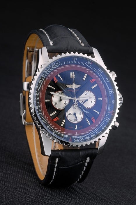 Breitling Certified Black Leather Strap Black Dial Chronograph 80176