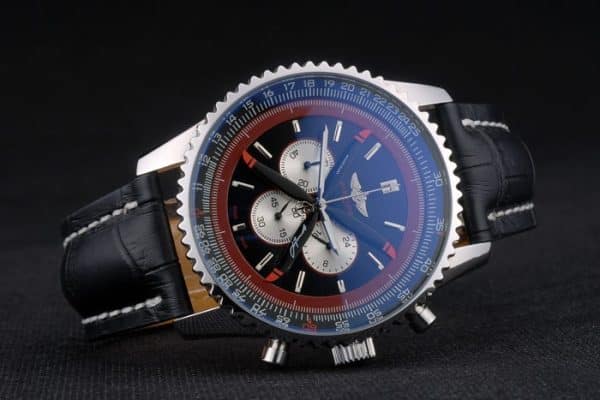 Breitling Certified Black Leather Strap Black Dial Chronograph 80176