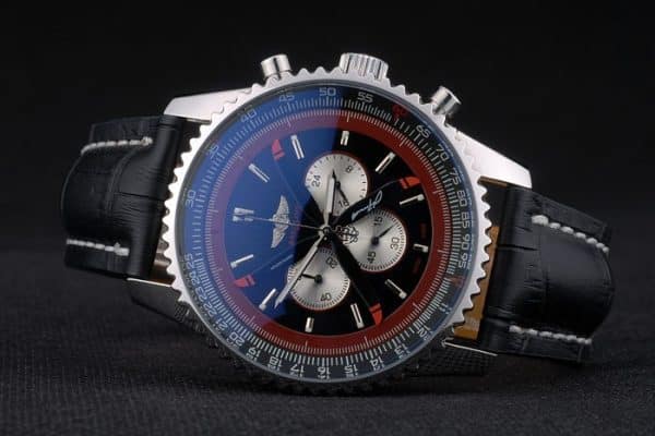 Breitling Certified Black Leather Strap Black Dial Chronograph 80176