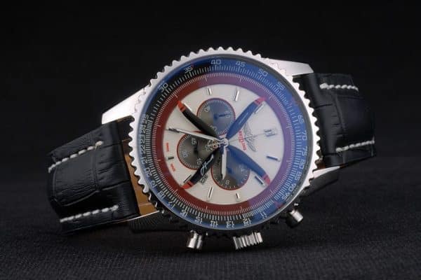 Breitling Certified Beige Dial Chronograph Black Leather Strap 80177