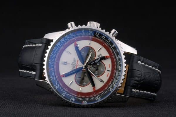 Breitling Certified Beige Dial Chronograph Black Leather Strap 80177