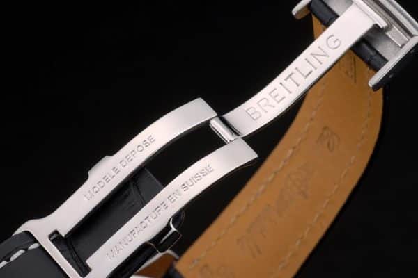 Breitling Certified Beige Dial Chronograph Black Leather Strap 80177