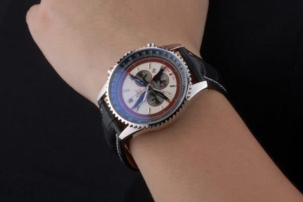 Breitling Certified Beige Dial Chronograph Black Leather Strap 80177