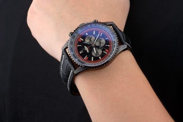 Breitling Certified Black Leather Strap Black Dial Chronograph 80179