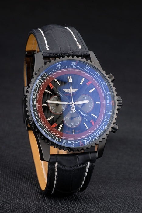 Breitling Certified Black Leather Strap Black Dial Chronograph 80179