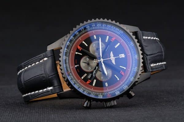 Breitling Certified Black Leather Strap Black Dial Chronograph 80179