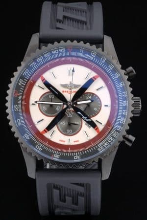 Breitling Certified Black Rubber Strap Beige Dial Chronograph 80183