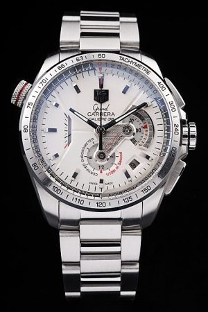 Swiss Tag Heuer Carrera Tachymeter Bezel Stainless Steel White Dial