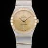 Swiss Lady Omega Constellation Golden Dial Stainless Steel Bracelet 80292