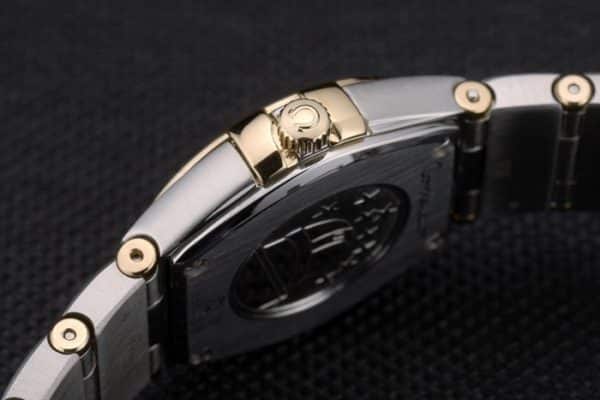 Swiss Lady Omega Constellation Crystal Encrusted Bezel Golden Dial 80293