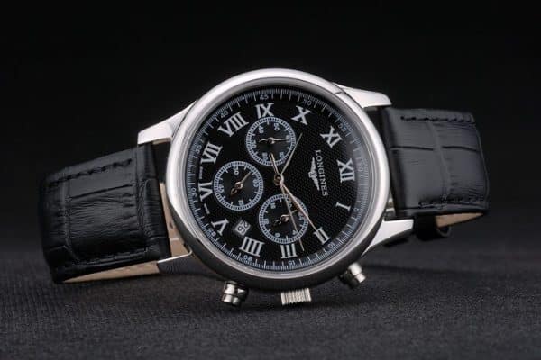 Longines Master Collection Black Leather Strap Black Dial 80224
