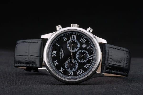 Longines Master Collection Black Leather Strap Black Dial 80224